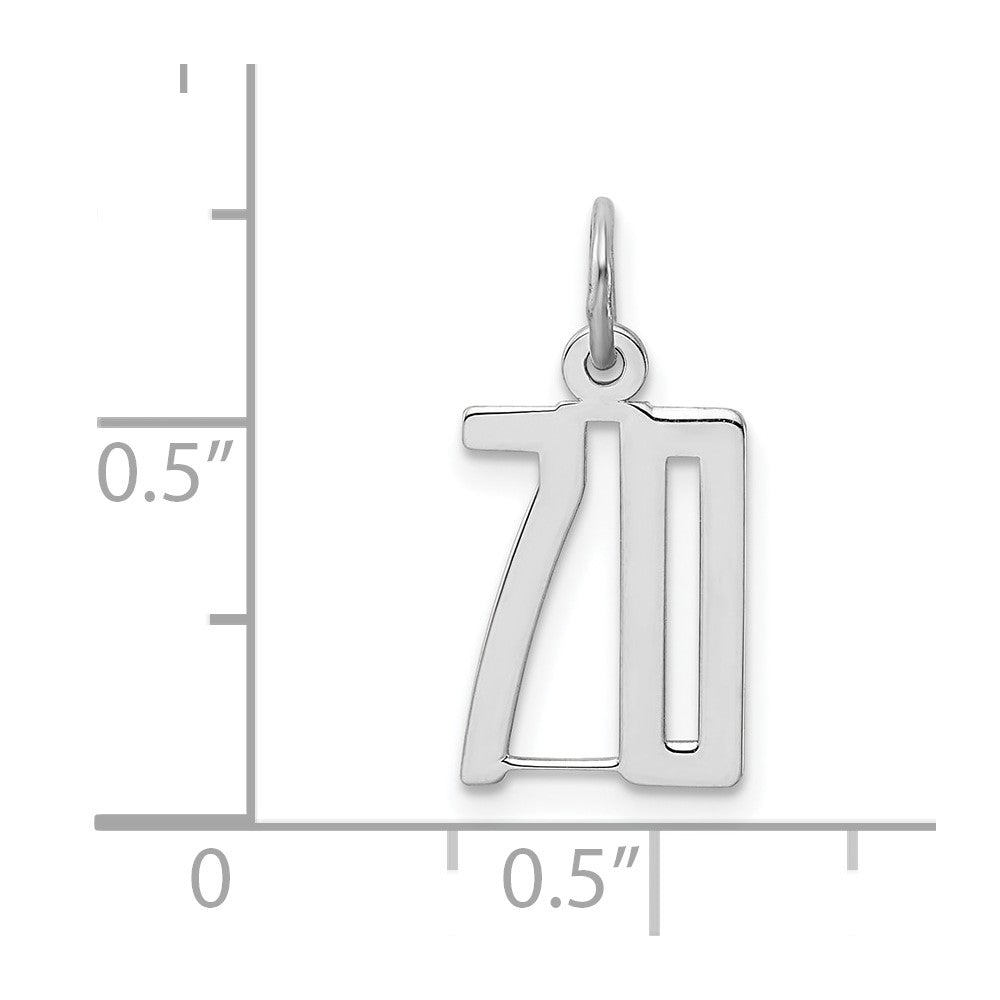 Sterling Silver/Rhodium-plated Elongated Number 70 Charm