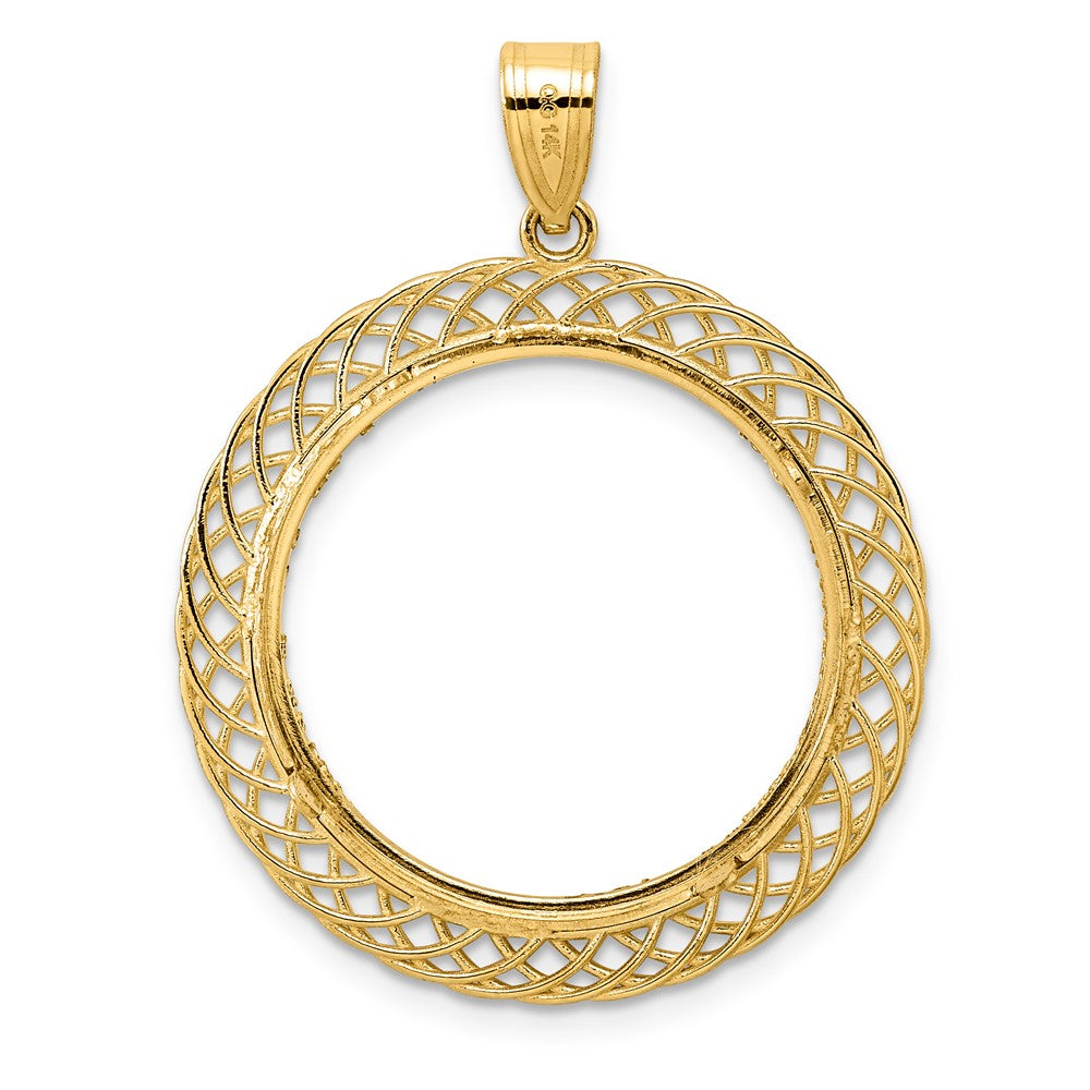 14k Diamond Cut Quad Loop with 22.0mm Prong Coin Bezel Pendant