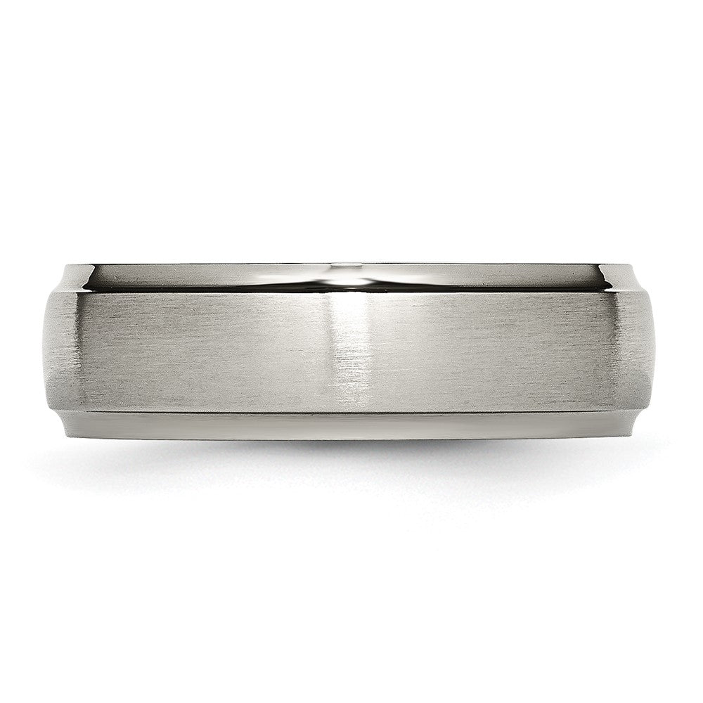 Titanium Brushed Center 7mm Ridged Edge Band Size - 10.5
