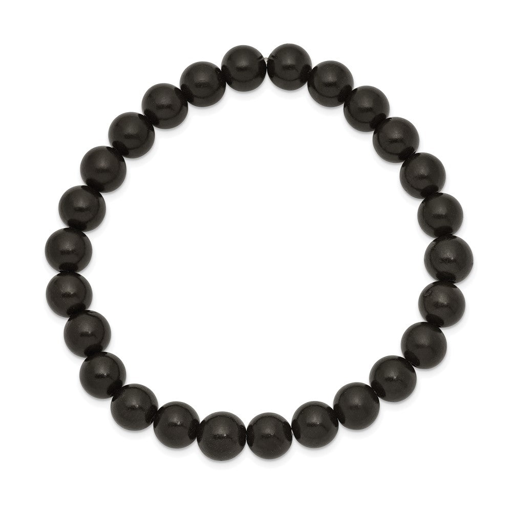 Stretch Bead Black Wood Bracelet 7 inches
