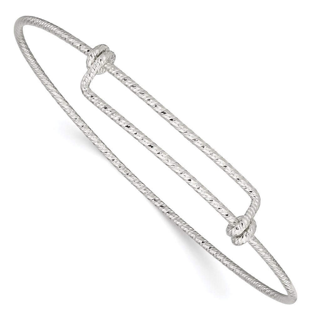 Sterling Silver Polished D/C 1.65mm 8-9.5in Expandable Bangle 8 inches