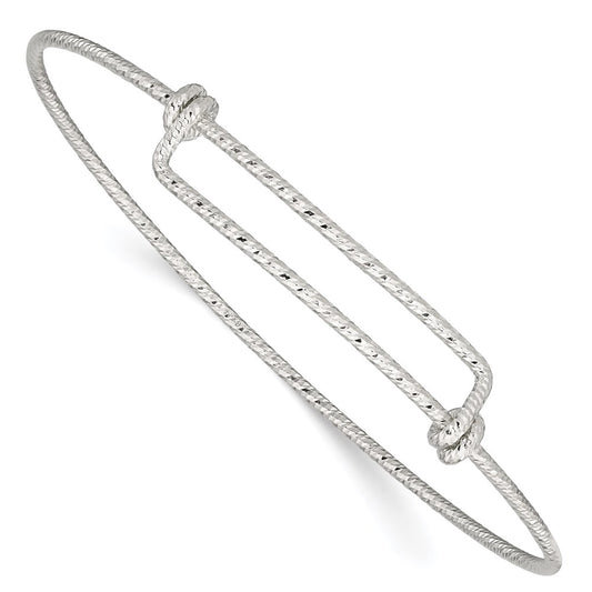 Sterling Silver Polished D/C 1.65mm 8-9.5in Expandable Bangle 8 inches