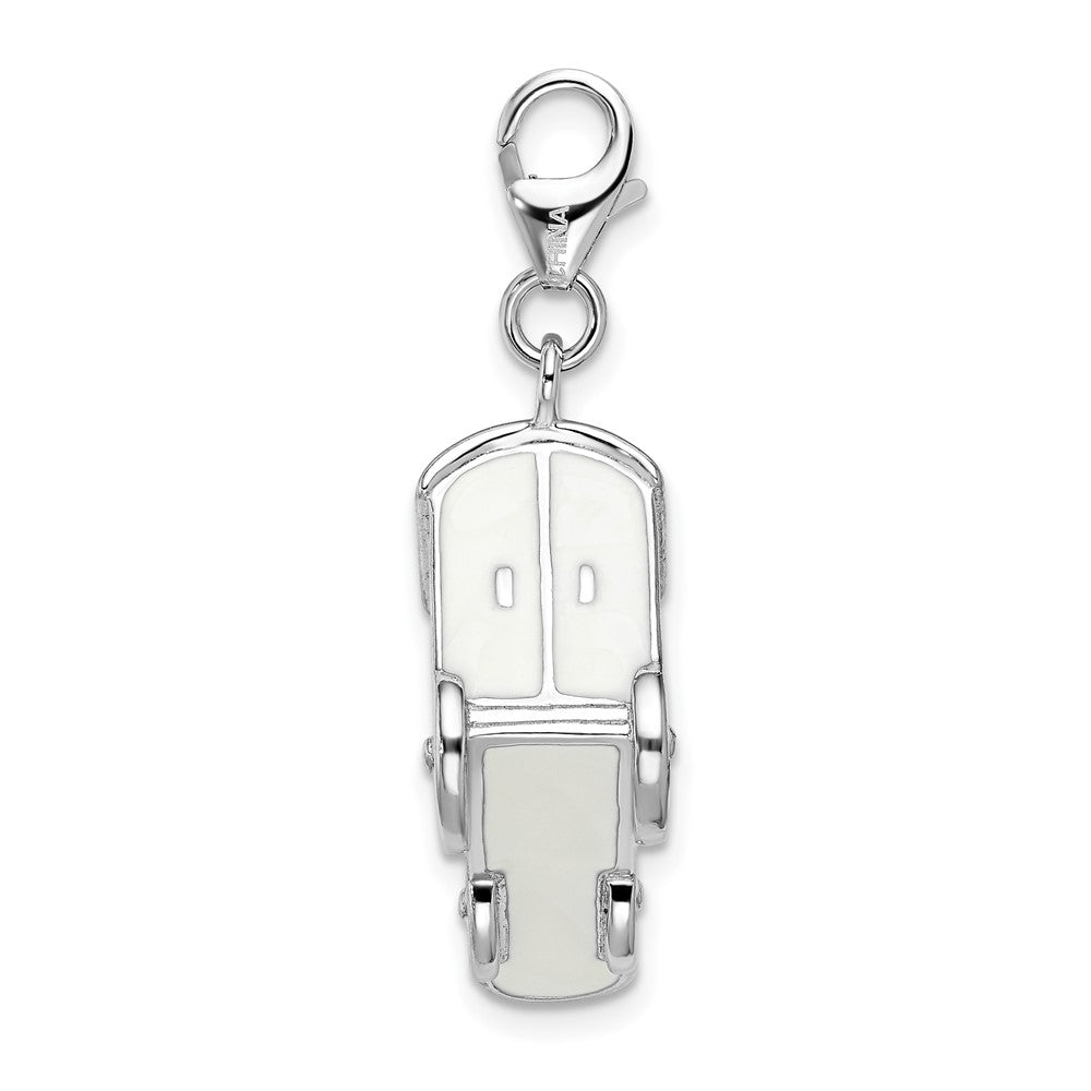 Amore La Vita Sterling Silver Rhodium-plated Polished 3-D Enameled Train Charm with Fancy Lobster Clasp