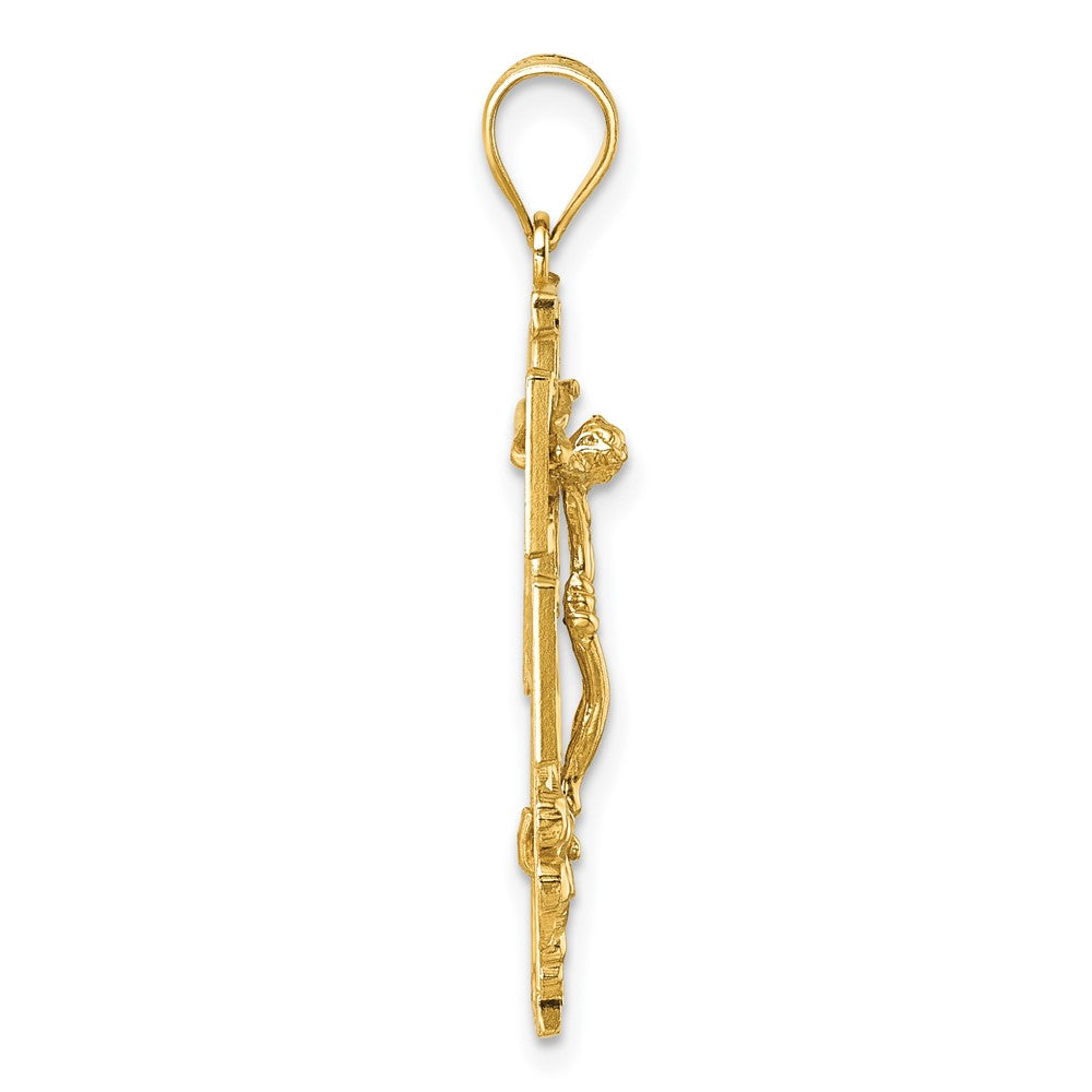 14k Polished Diamond-cut Cara Vaca Cross Pendant