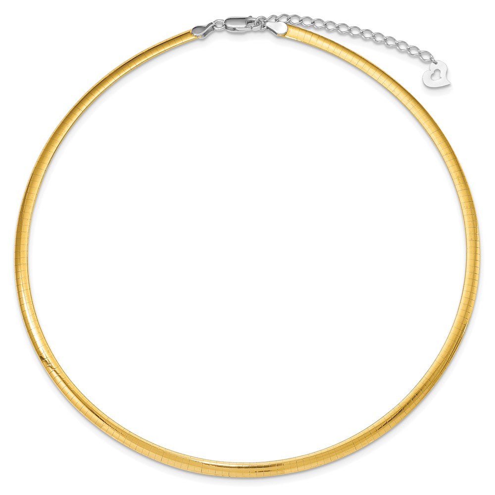 Sterling Silver Gold-plated 4mm Reversible w/2in ext Cubetto Chain 18 Inches