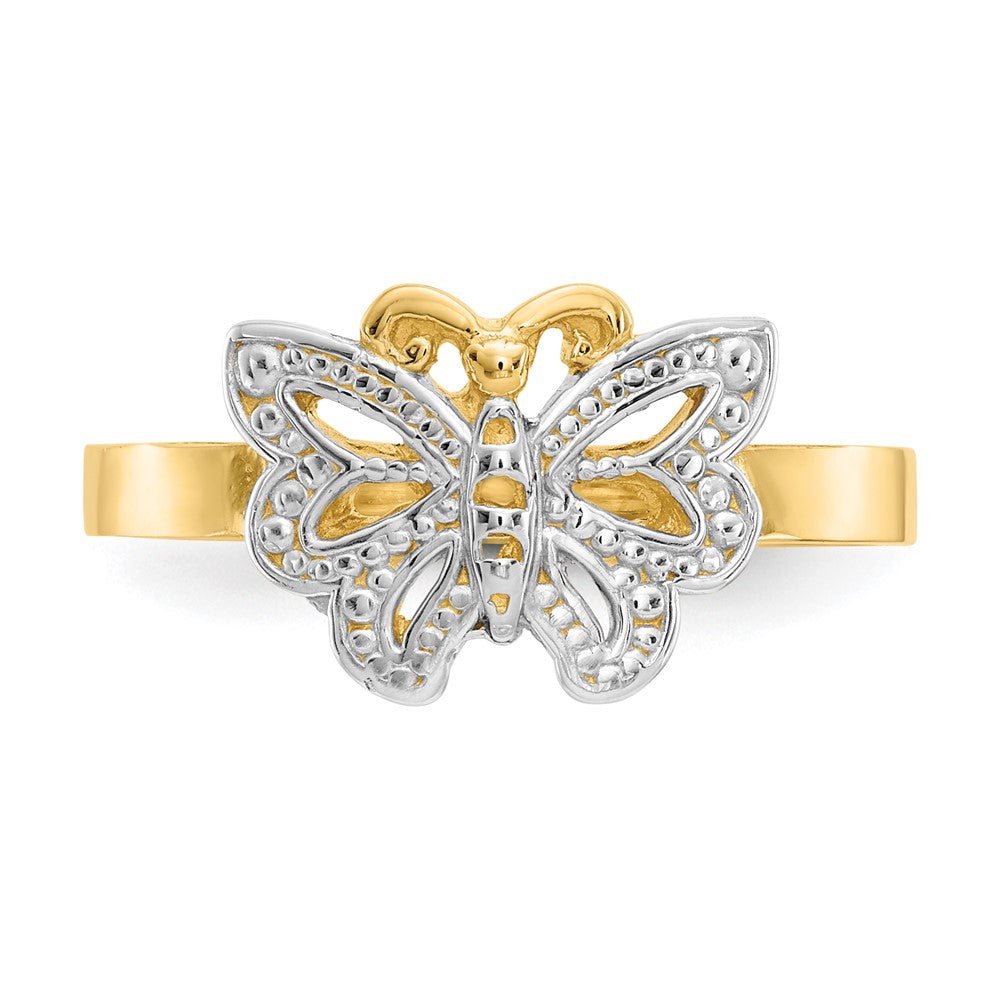 14k w/Rhodium Butterfly Ring Size 6