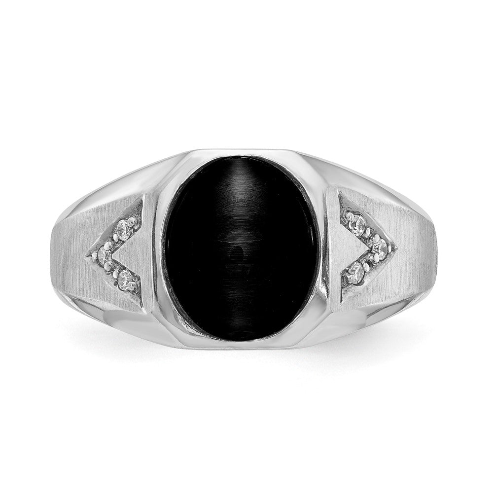 Sterling Silver Onyx & Diamond Ring
