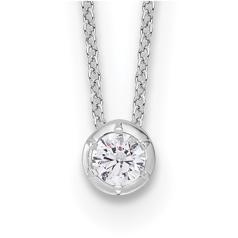 True Origin 14k White Gold 1/4 carat Lab Grown Diamond VS DEF 18 inch Solitaire Slide Necklace