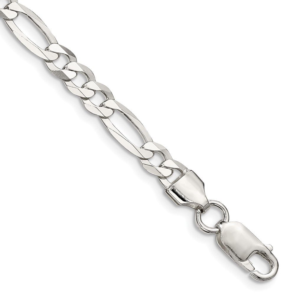 Sterling Silver 5.5mm Lightweight Flat Figaro Chain 8 inches