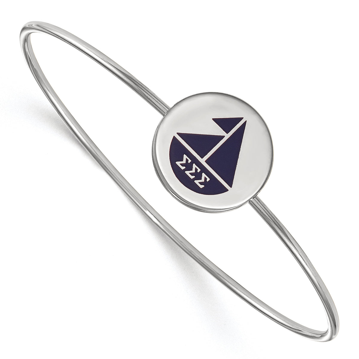 Sterling Silver Official Licensed Greek Sororities 7in Sigma Sigma Sigma (???) Enameled Slip-on Bangle
