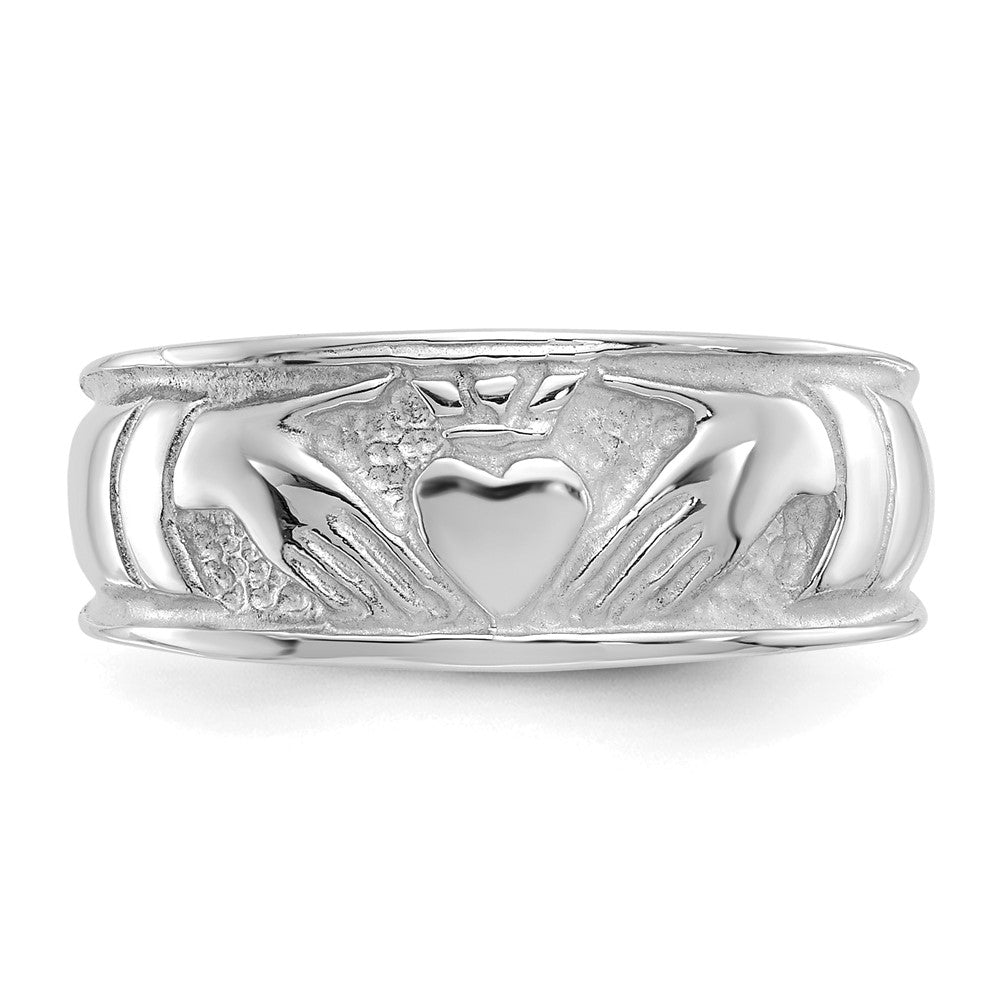 14k White Gold Ladies Claddagh Band Size 6