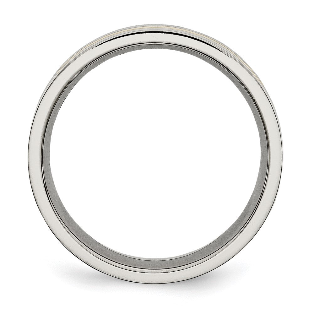 Titanium Polished Yellow IP-plated 7mm Grooved Band Size - 5