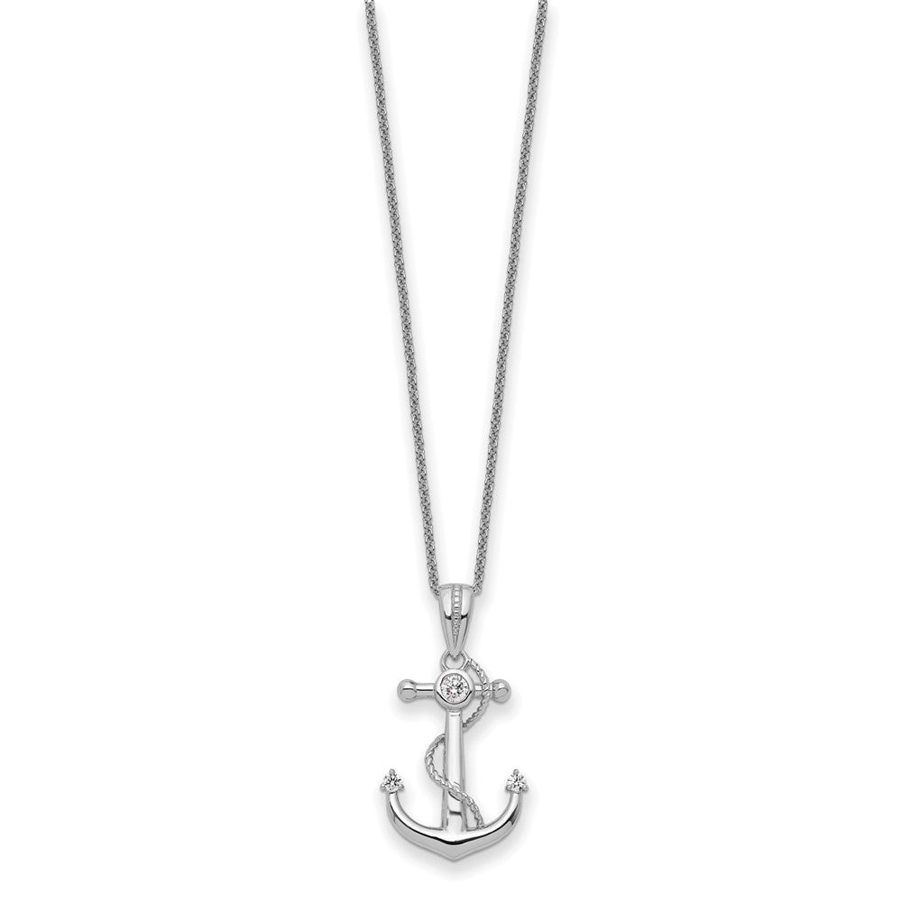 Sentimental Expressions Sterling Silver Rhodium-plated CZ My Mother My Anchor 18in Necklace 18 Inches