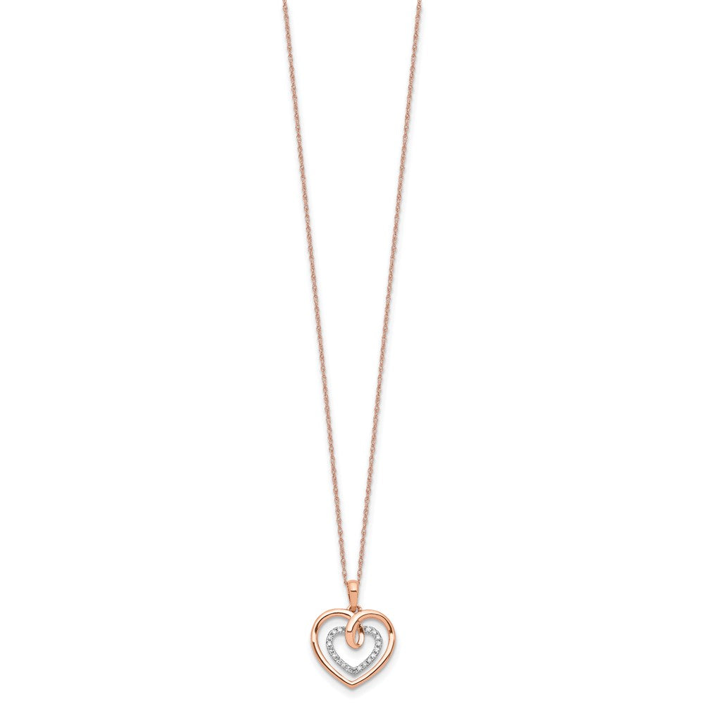 14k Two-Tone White and Rose Gold 1/10 carat Lab Grown Diamond VS/SI+ G+ 18 inch Heart Pendant Necklace