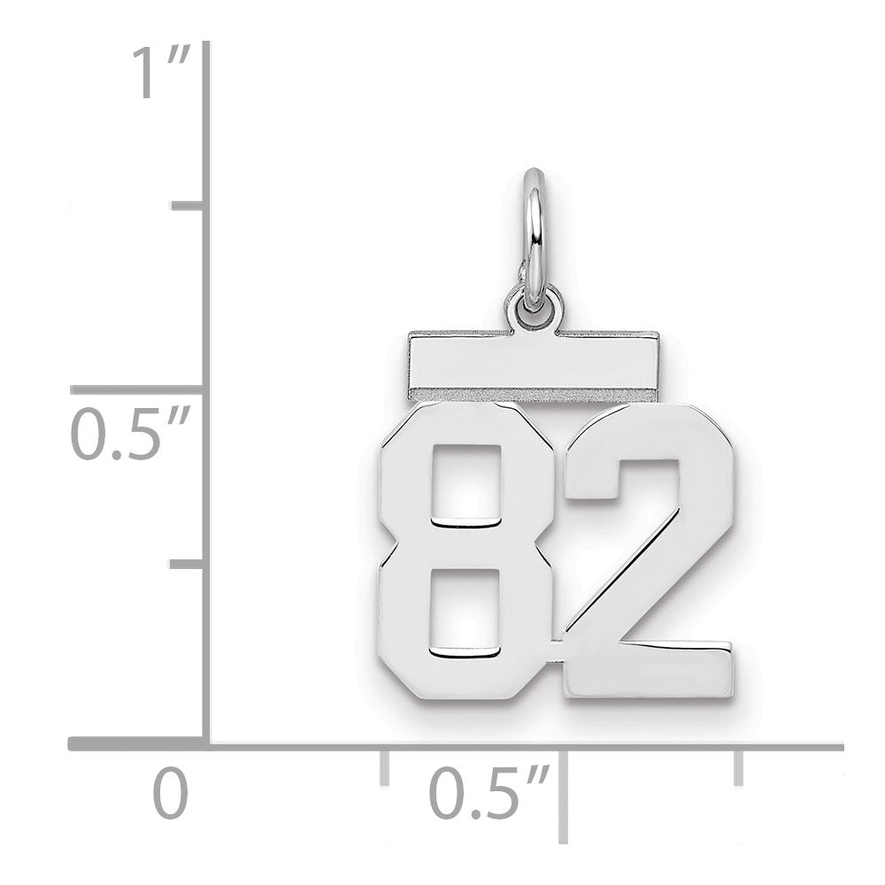Sterling Silver/Rhodium-plated Polished Number 82 Charm