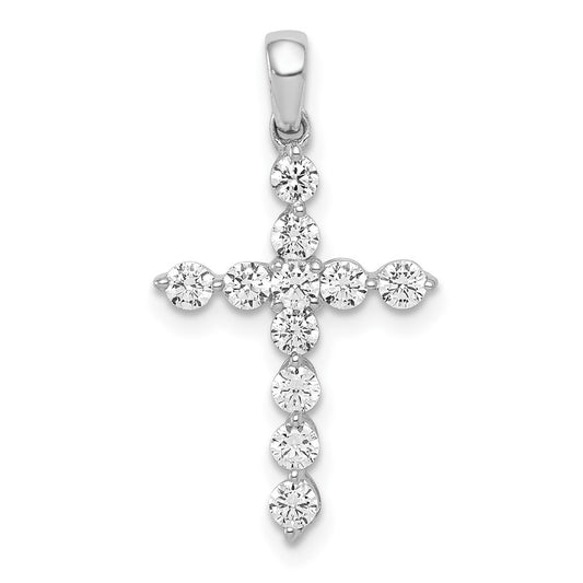 14k White Gold 1/2 carat Lab Grown Diamond VS/SI+ G+ Cross Pendant