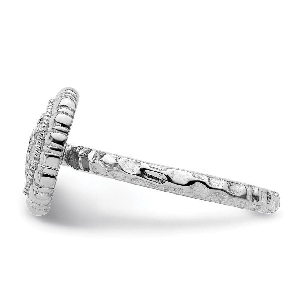 Sterling Silver Stackable Expressions Rhodium-plated Oval Ring Size -6