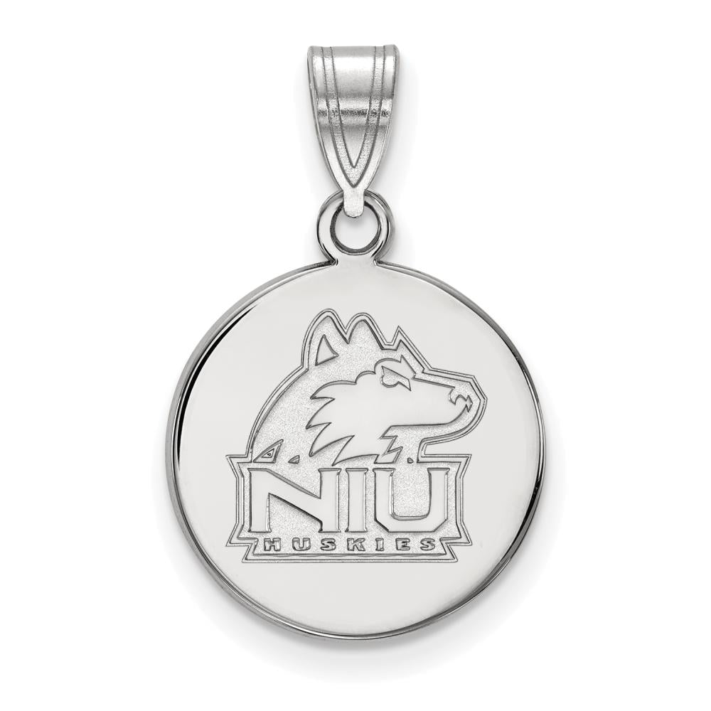 LogoArt Sterling Silver Northern Illinois University Medium Disc Pendant Necklace
