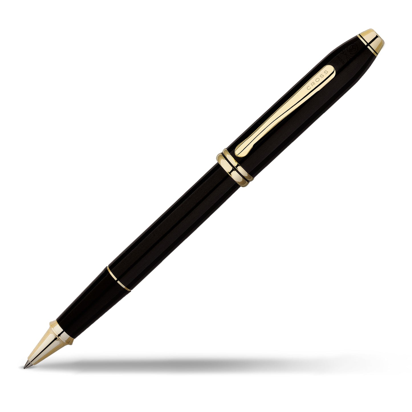 Cross Townsend Refillable Rollerball Pen, 23 Carat Gold-Plated Appointments, Includes Luxury Gift Box - Black Lacquer