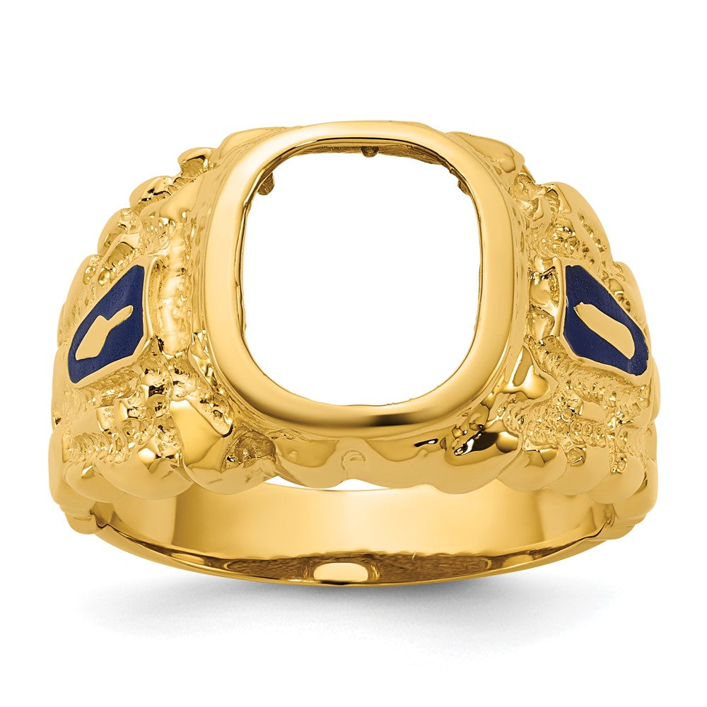 IBGoodman 14k Men's Polished and Nugget Textured Blue Lodge Master Masonic Ring Mounting