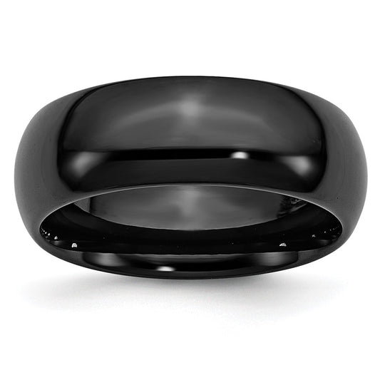 Black Ceramic 8mm Polished Band Size - 7