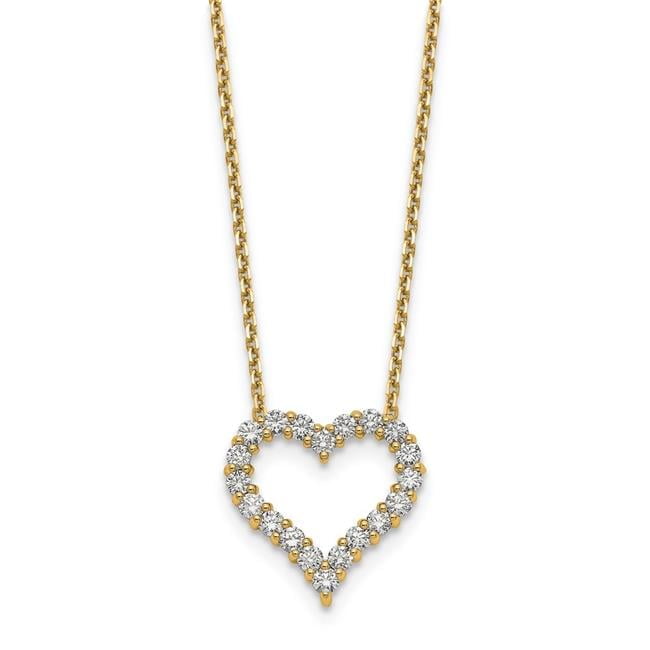 14k Polished 1 carat Diamond Heart 18 inch Necklace