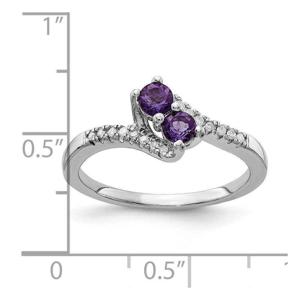 Sterling Silver Amethyst & Diamond Ring