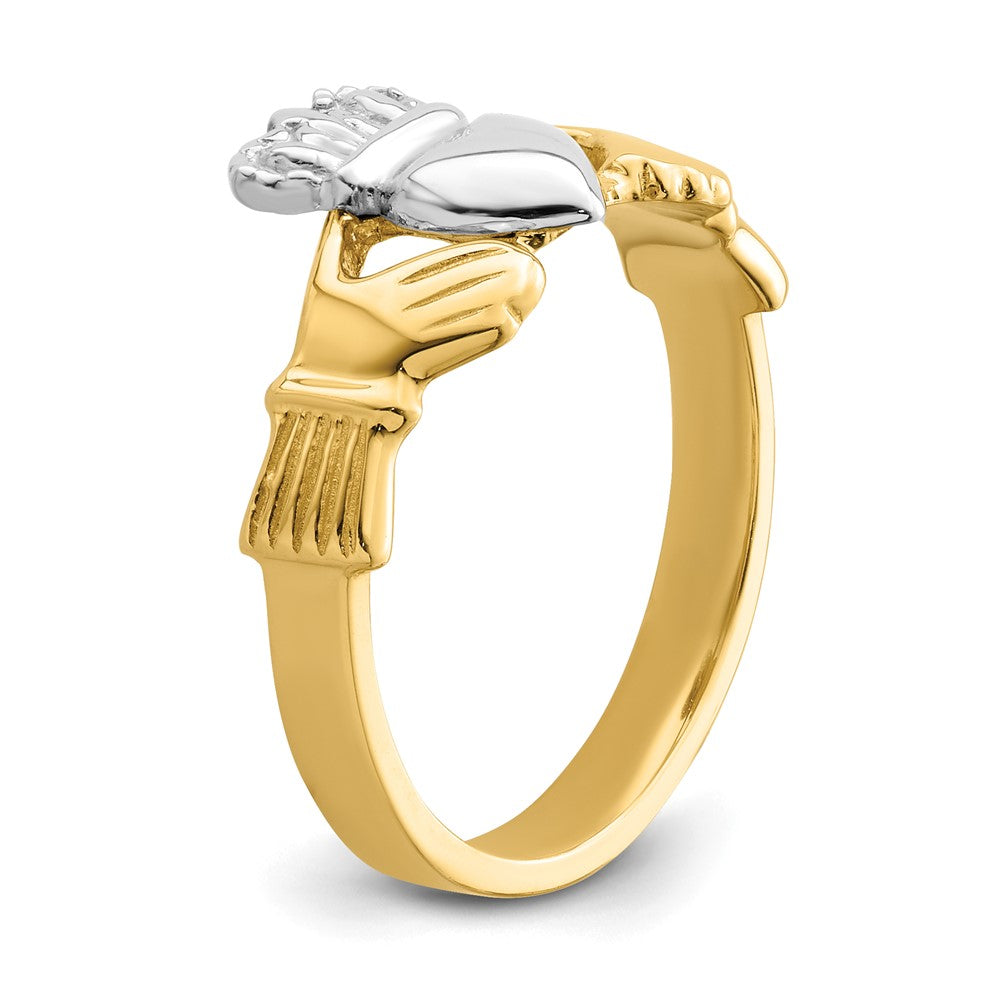 14k Two-tone Polished Claddagh Ring Size 6