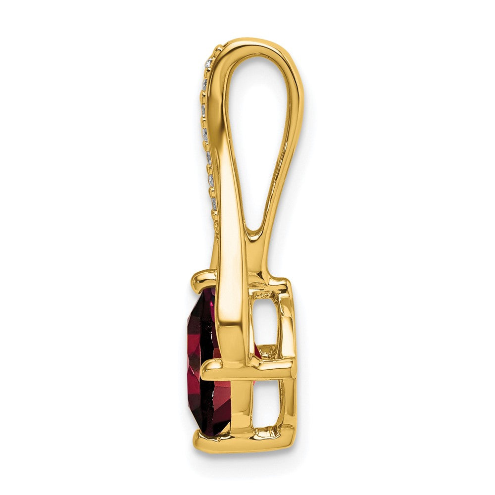 14k 7mm Cushion Garnet and Diamond Pendant Fits up to 4mm Fancy Omega Only