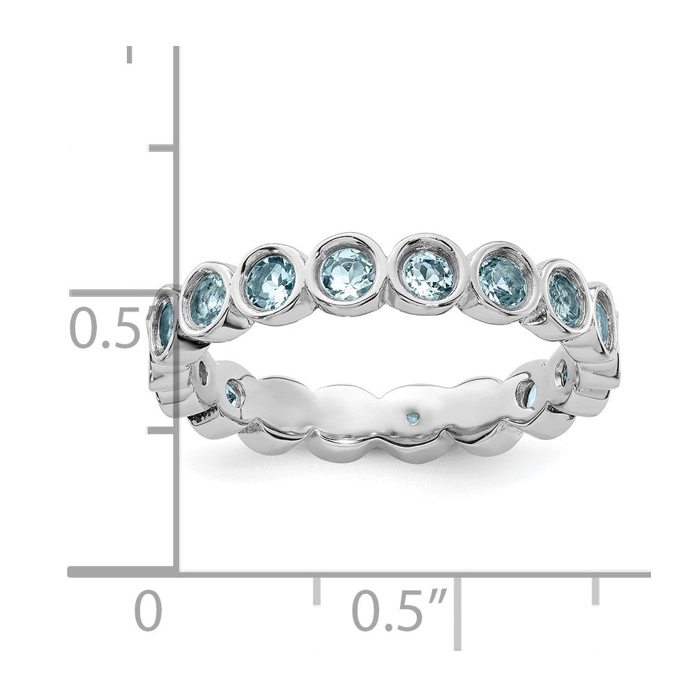 Sterling Silver Stackable Expressions Aquamarine Ring Size -10