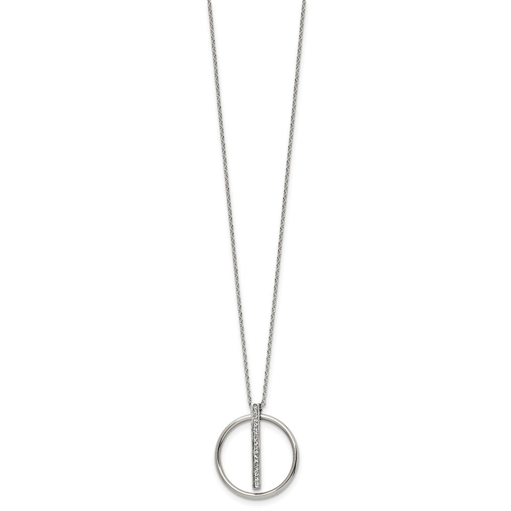 Stainless Steel Polished w/Preciosa Crystal w/2in ext. 16in Necklace