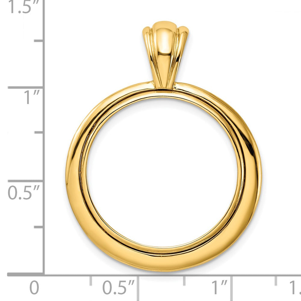Wideband Distinguished Coin Jewelry 14k Polished Concentric Circle 22.0mm Prong Coin Bezel Pendant