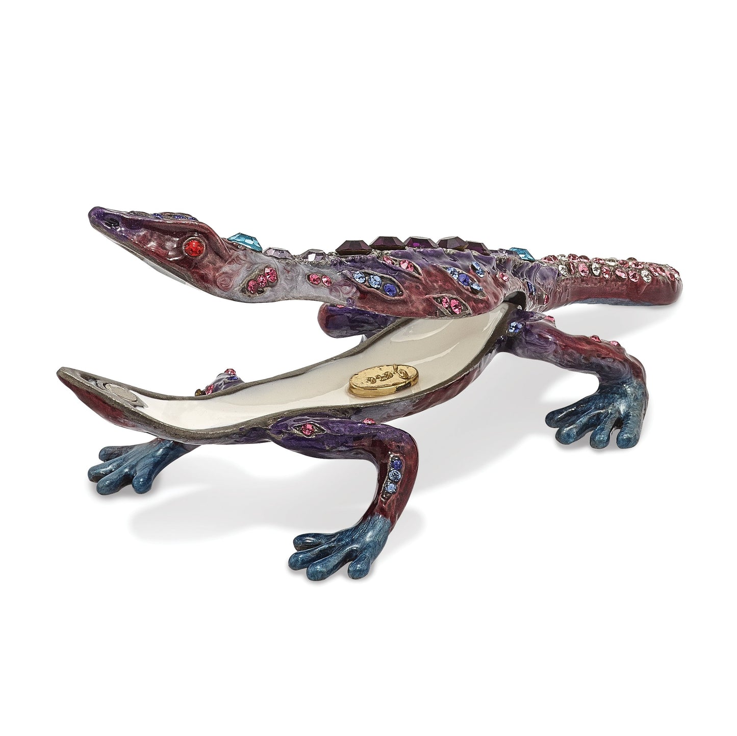 Pewter Enamel Gecko Trinket Box