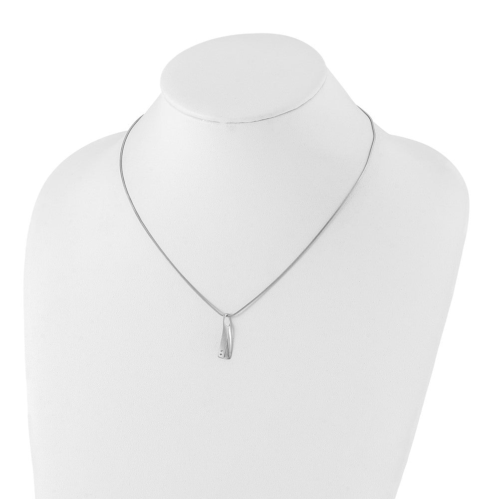 White Ice Sterling Silver Rhodium-plated Satin and Polished 18 Inch Diamond Necklace with 2 Inch Extender 18 Inches
