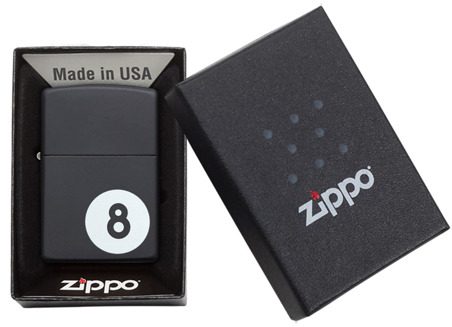 Zippo Eight Ball Black Matte Pocket Lighter