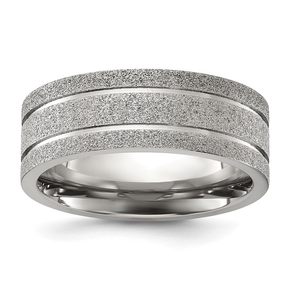 Chisel Titanium Polished Laser-cut Grooved 8mm Band