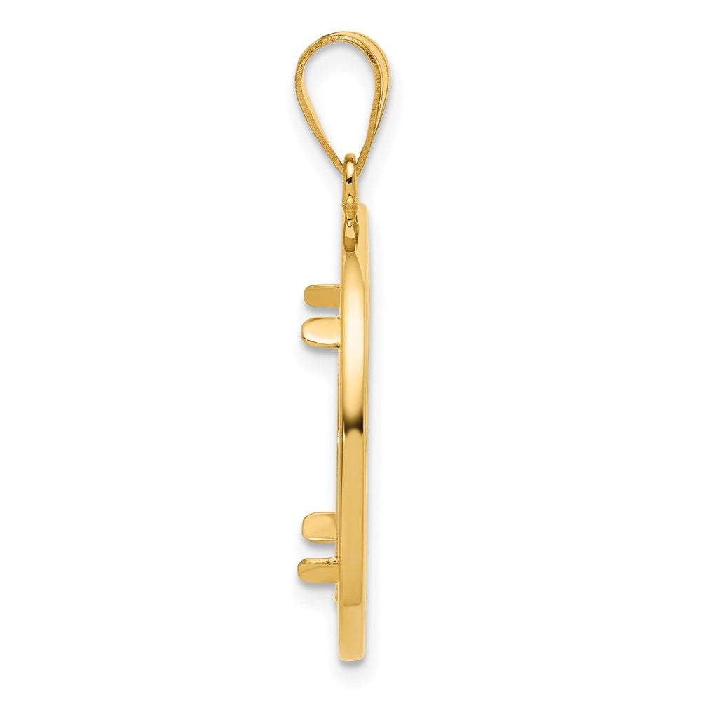 14k Polished Black Epoxy Centerline with 16.5mm Prong Coin Bezel Pendant