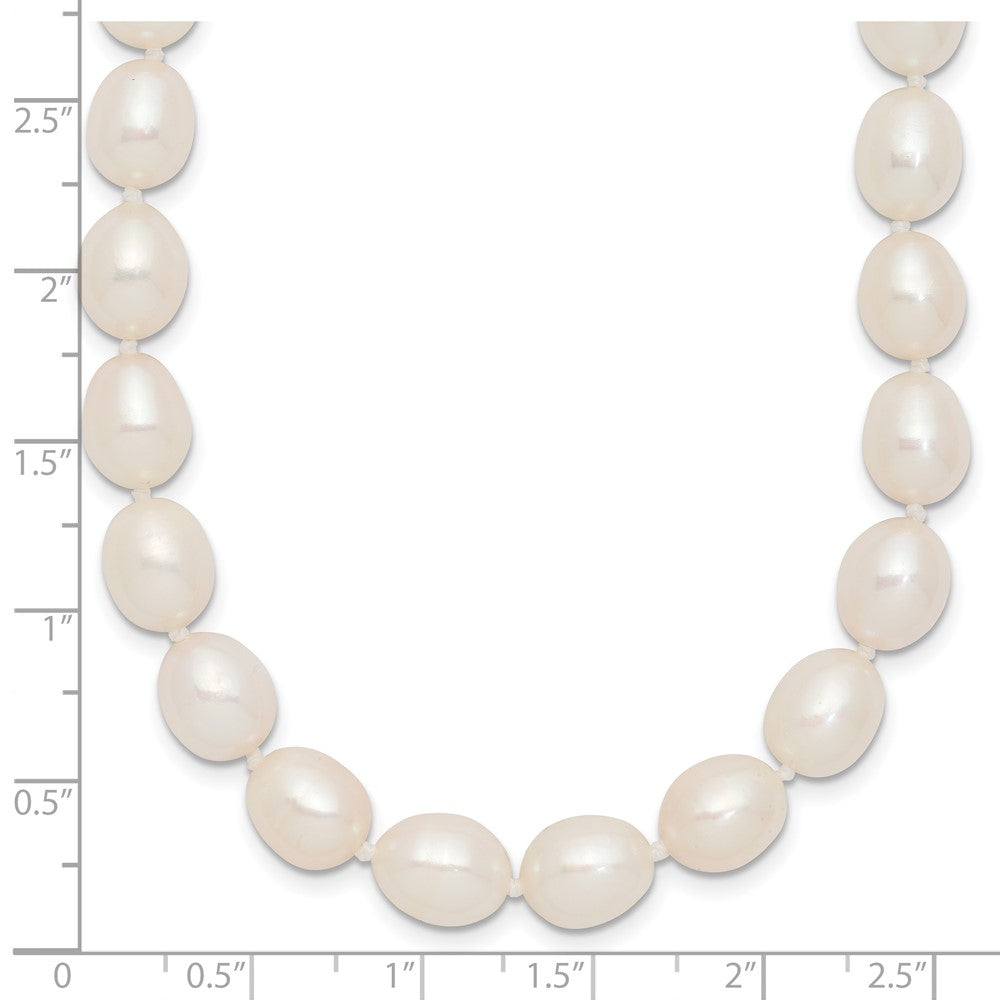Sterling Silver Rhodium-plated 7-8mm White Rice Freshwater Cultured Pearl18 inch Necklace 18 Inches
