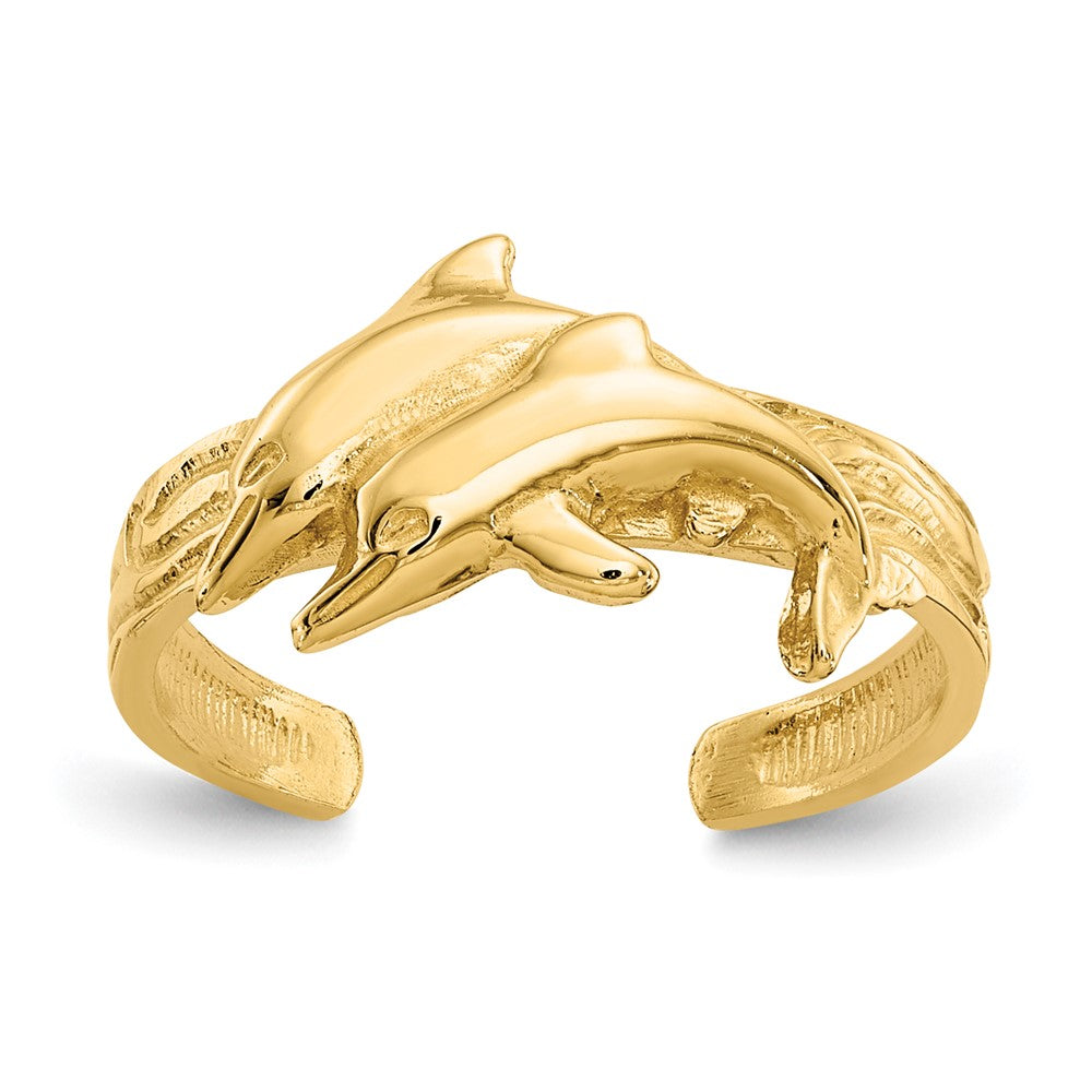 14k Gold Dolphin Toe Ring