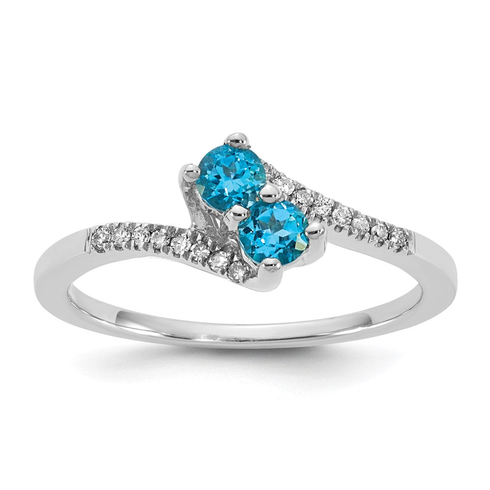 Sterling Silver Blue Topaz & Diamond Ring