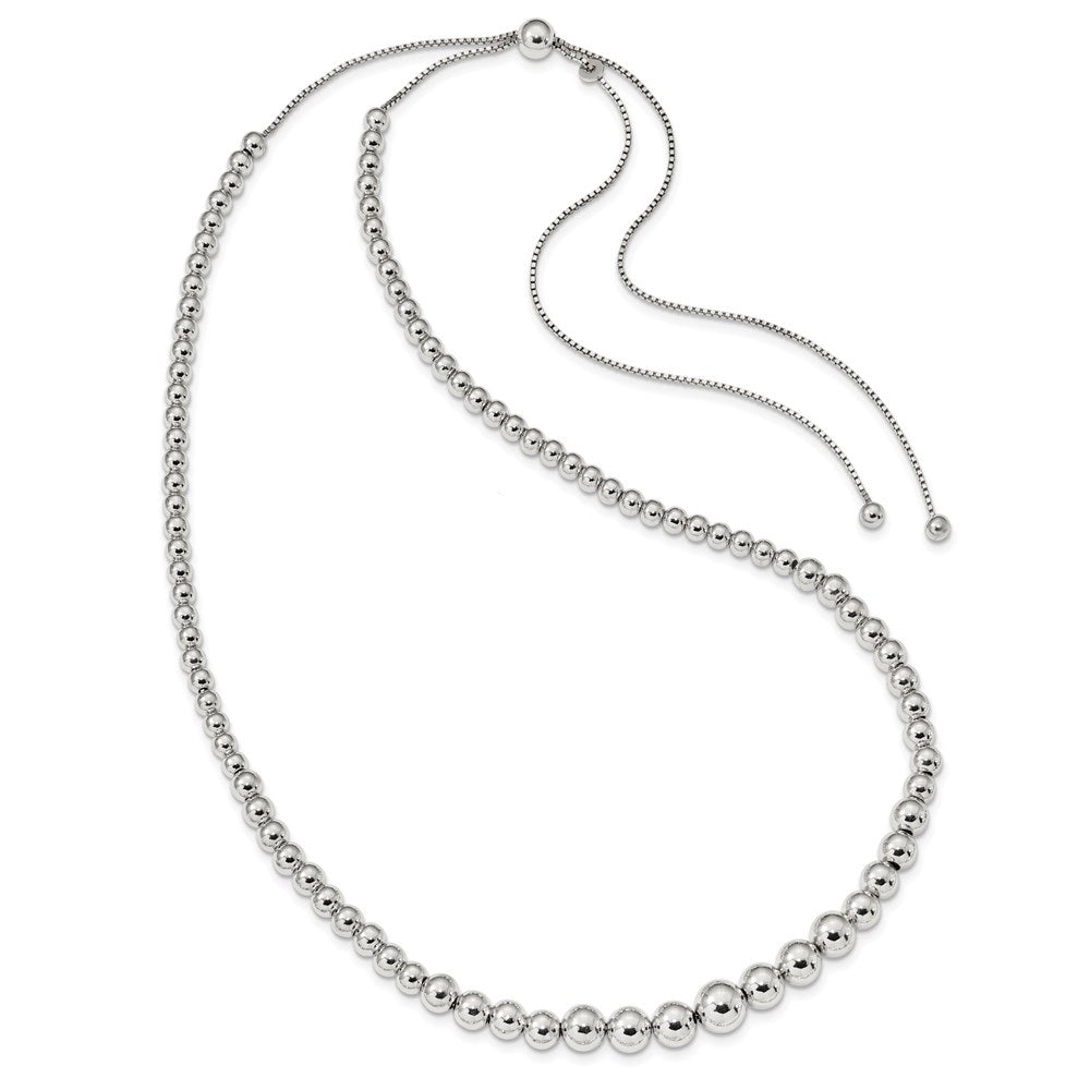 Sterling Silver Graduated Beads Adjustable Necklace 28 Inches