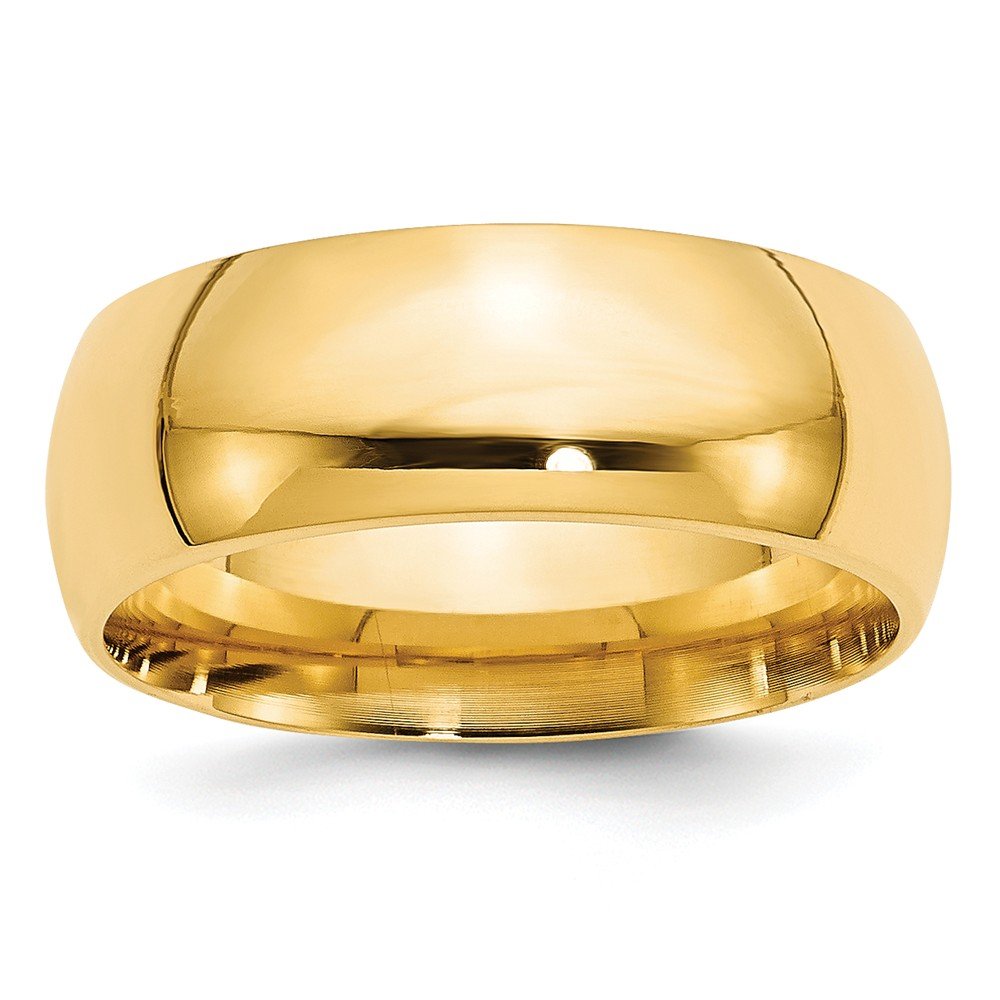 14k Yellow Gold 8mm Standard Weight Comfort Fit Wedding Band Size 14