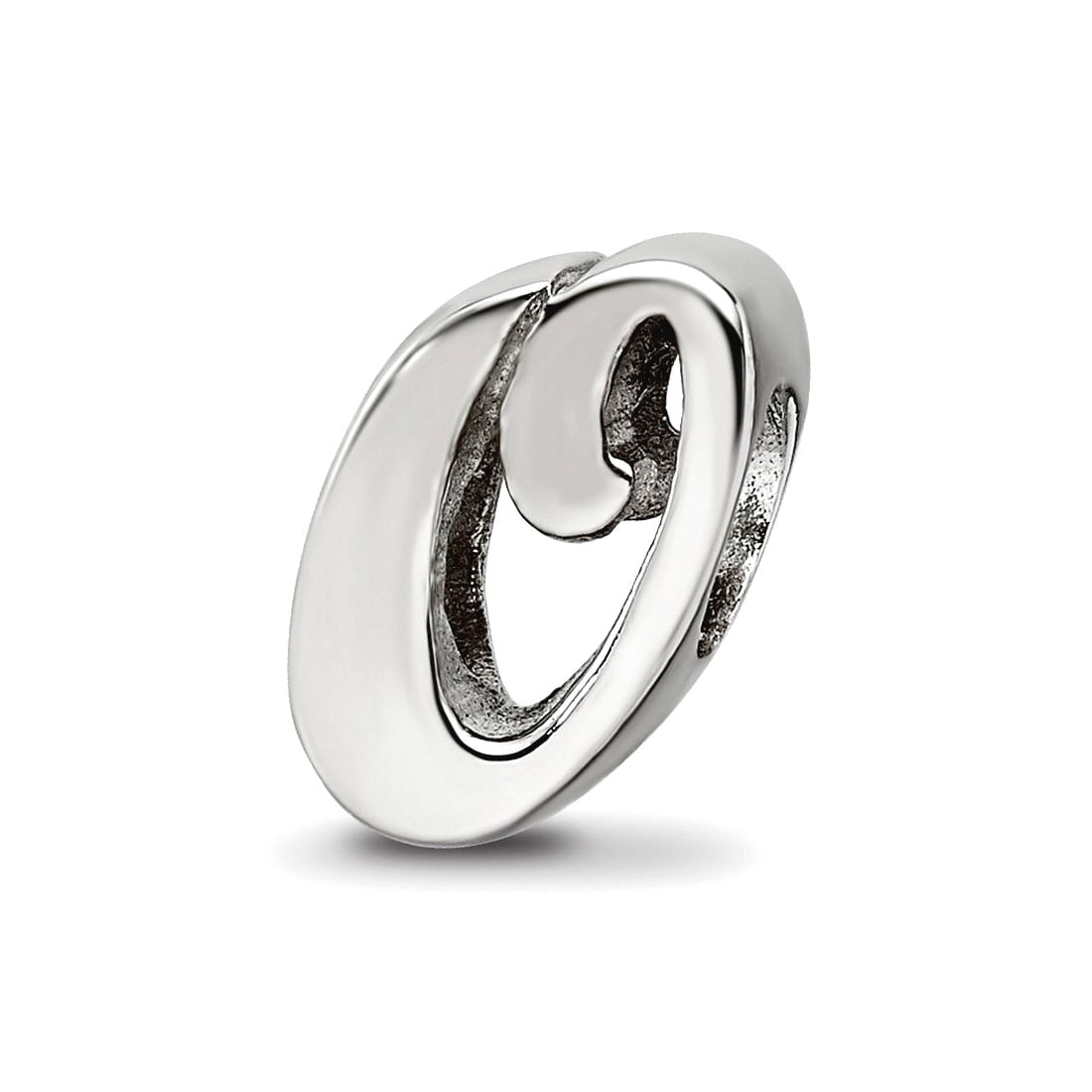 925 Sterling Silver Polished Reflections Letter Name Personalized Monogram Initial O Script Bead Charm 10.91x6.36mm Wide