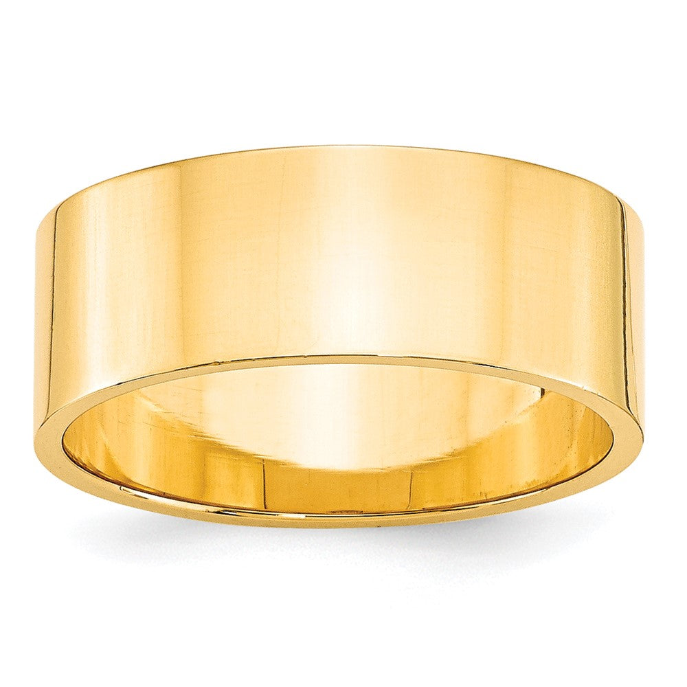 10k Yellow Gold 8mm Lightweight Flat Wedding Band Size 8.5