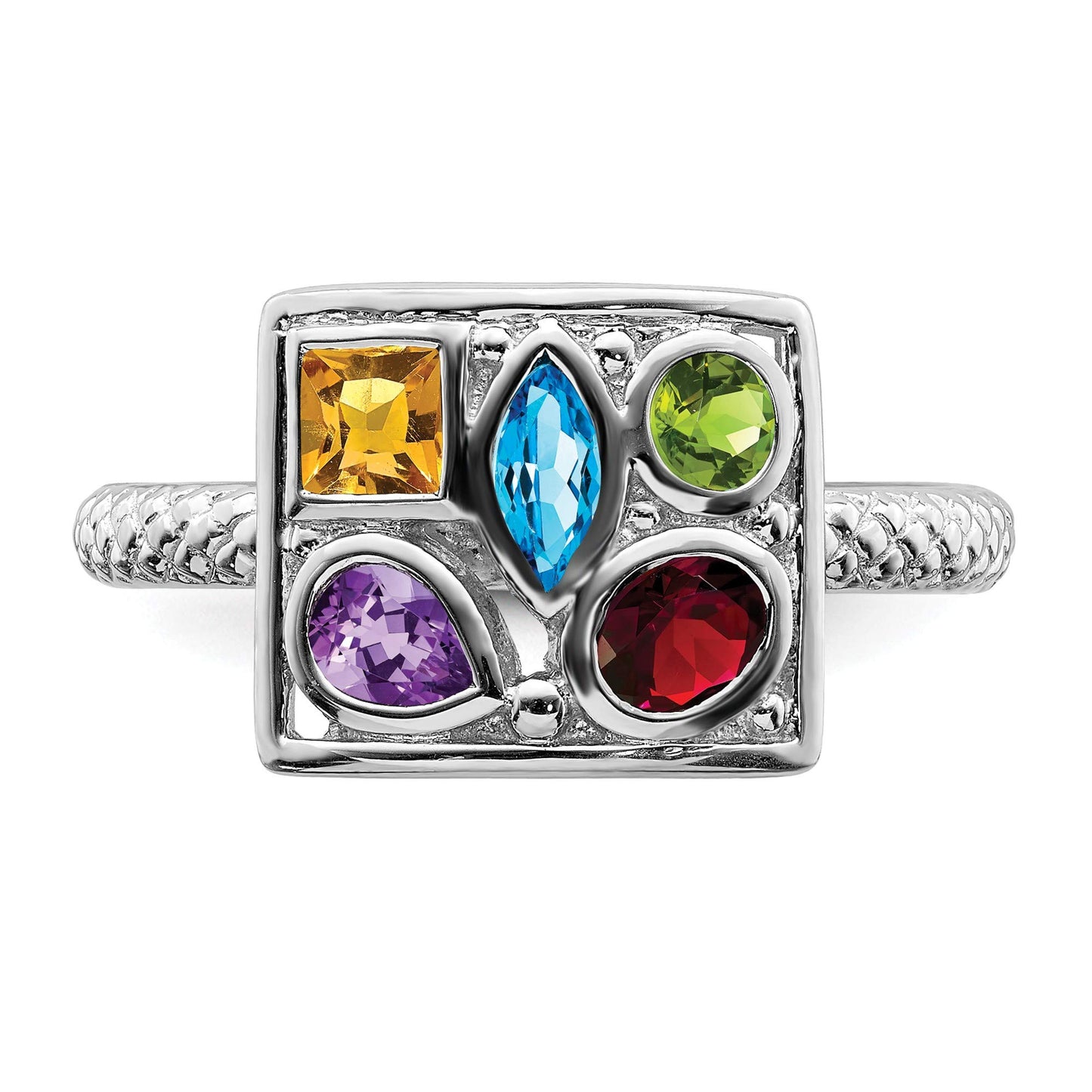 Sterling Silver Stackable Expressions Gemstone Ring Size -9