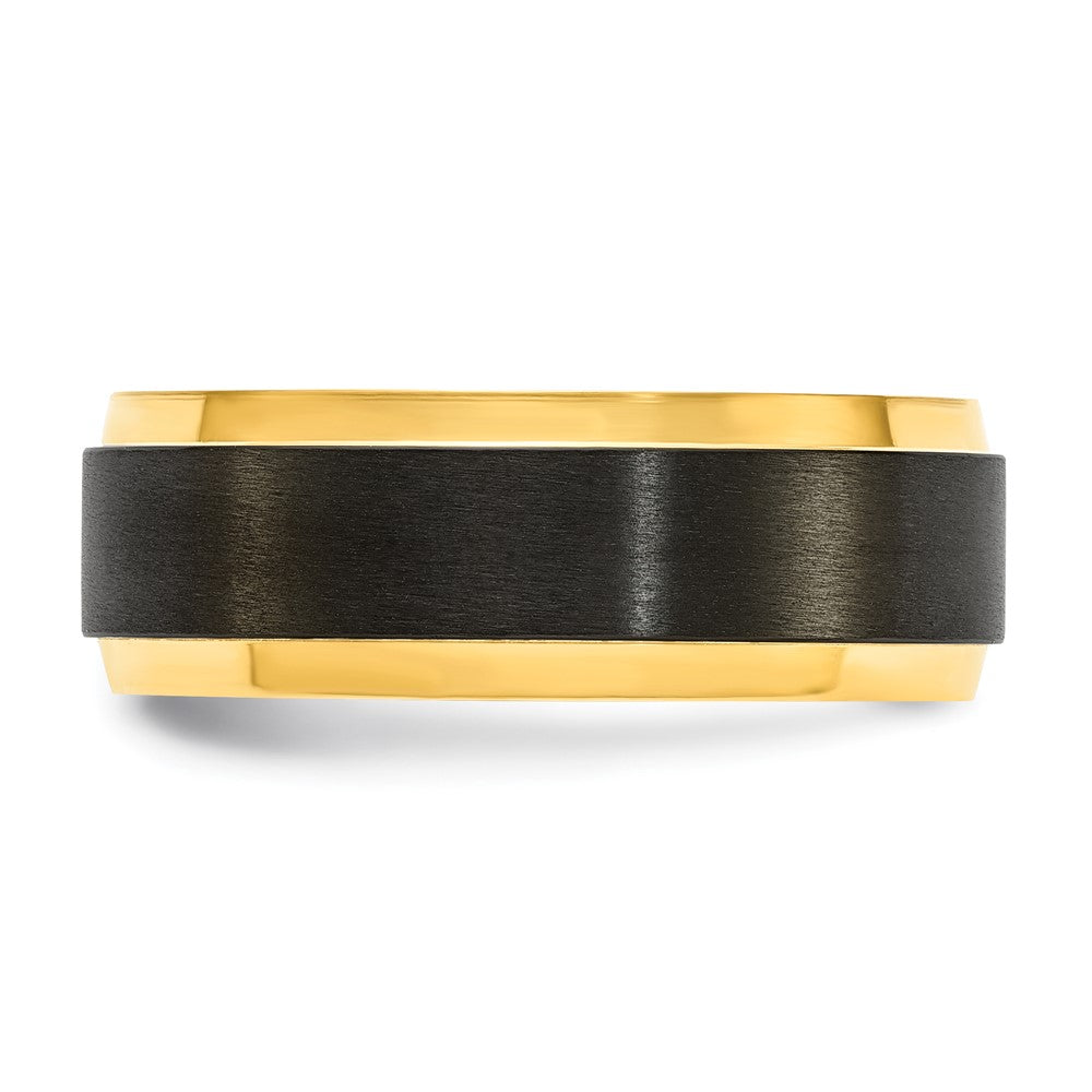 Black Zirconium Polished Yellow IP-plated w/Brushed Center 8mm Band Size - 8