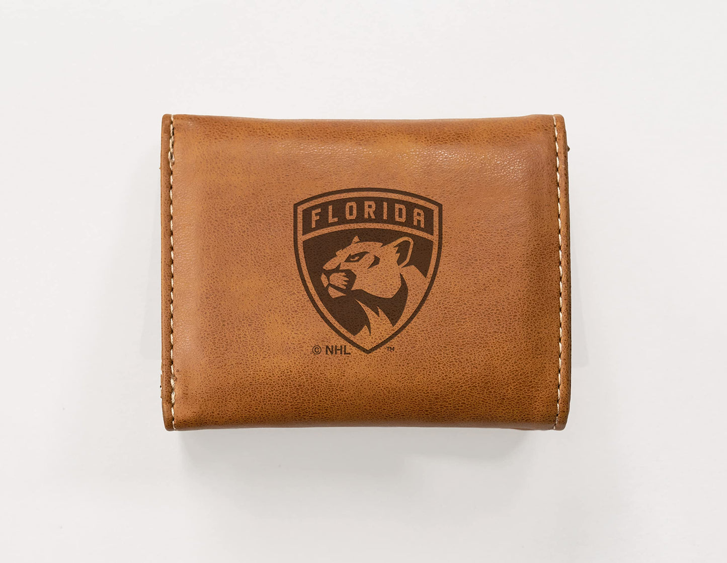 Hockey Rico Industries Florida  Brown Laser Engraved Trifold Laser Engraved Tri-Fold Wallet - Men's Accessory