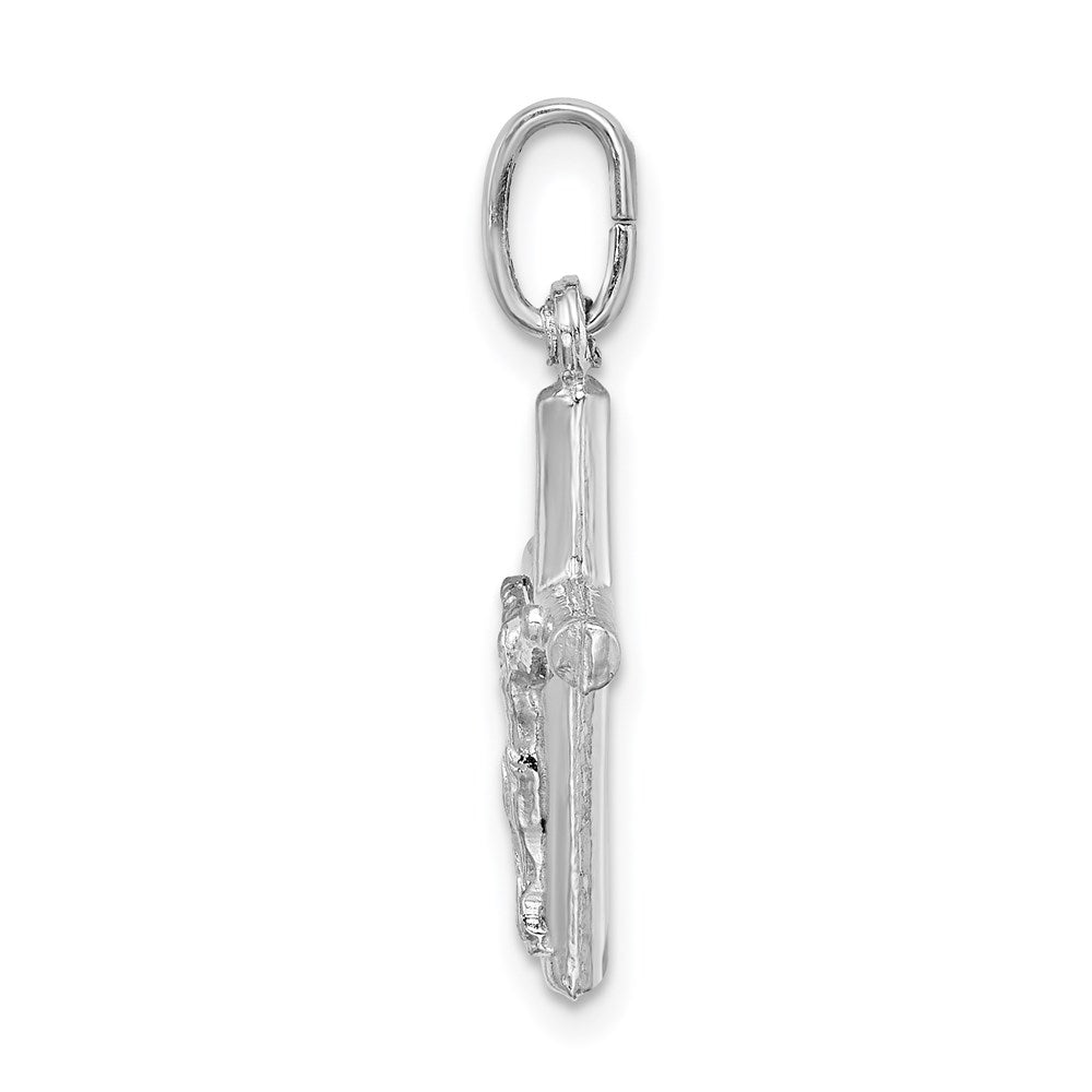 Sterling Silver Rhodium-plated Polished Crucifix Cross Pendant