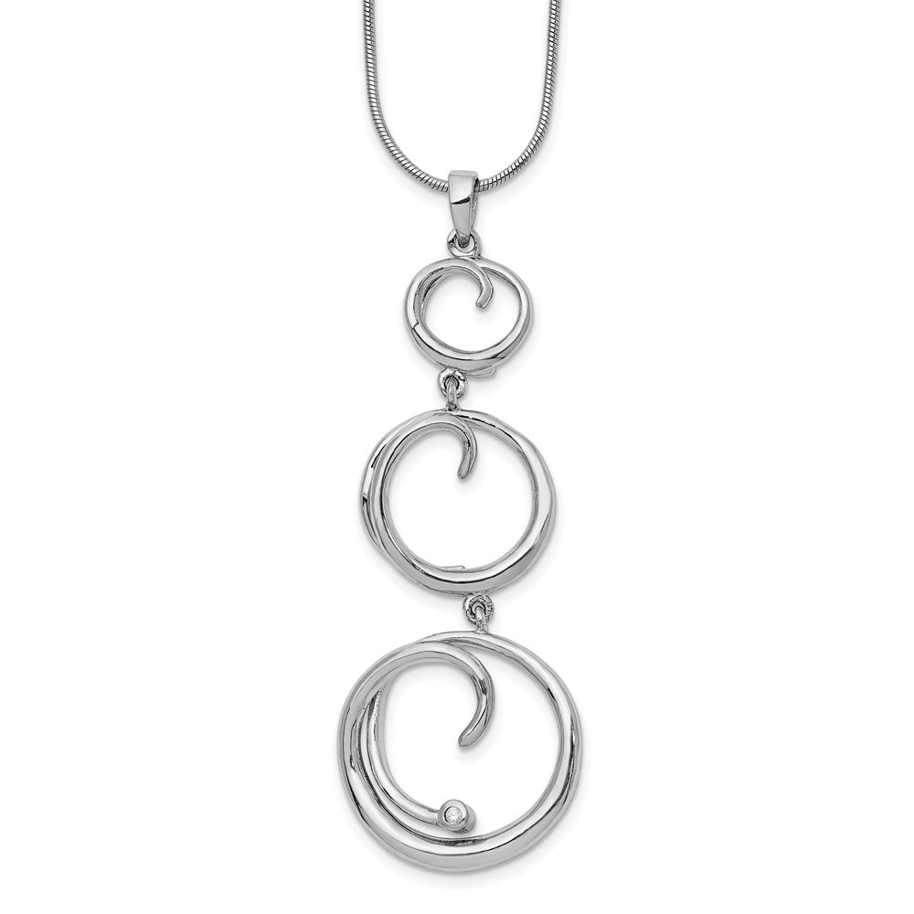 White Ice Sterling Silver Rhodium-plated 18 Inch Diamond Swirl Necklace with 2 Inch Extender 18 Inches