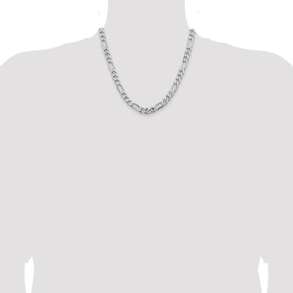 Sterling Silver Rhodium-plated 7.75mm Figaro Chain 20 Inches
